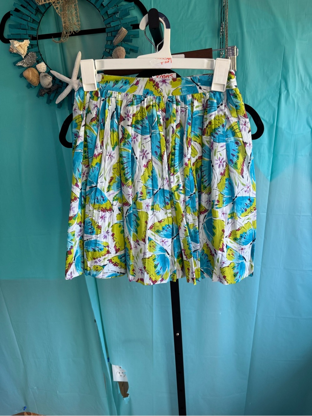 Pleated Floral Mini Skirt in Blue & Green - Casual Summer Style